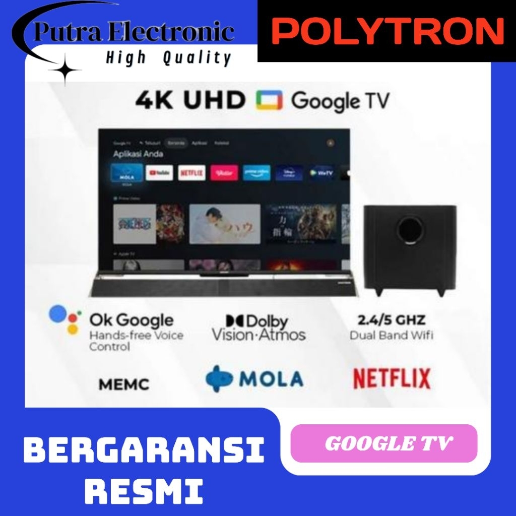 POLYTRON 50BUG5959 4K GOOGLE TV INCLUDE SOUNDBAR 50 INCH