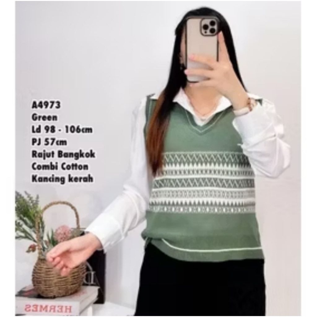 KEMEJA VEST RAJUT WANITA VINTAGE IMPORT PREMIUM