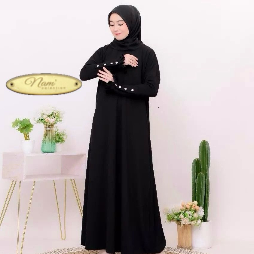gamis dress button batwing knit muslim terbaru NAM/COLETION