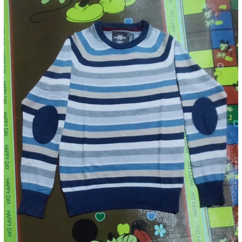 Sweater rajut salur H&M Stripe Knit Crewneck fit second