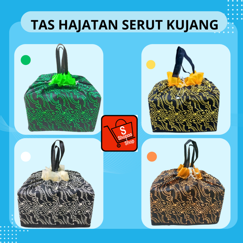 1LUSIN=12PCS) Tas Hajatan Serut Motif KUJANG | Tas Spunbond Serut | Goodiebag | Tas Serut 22x22x27