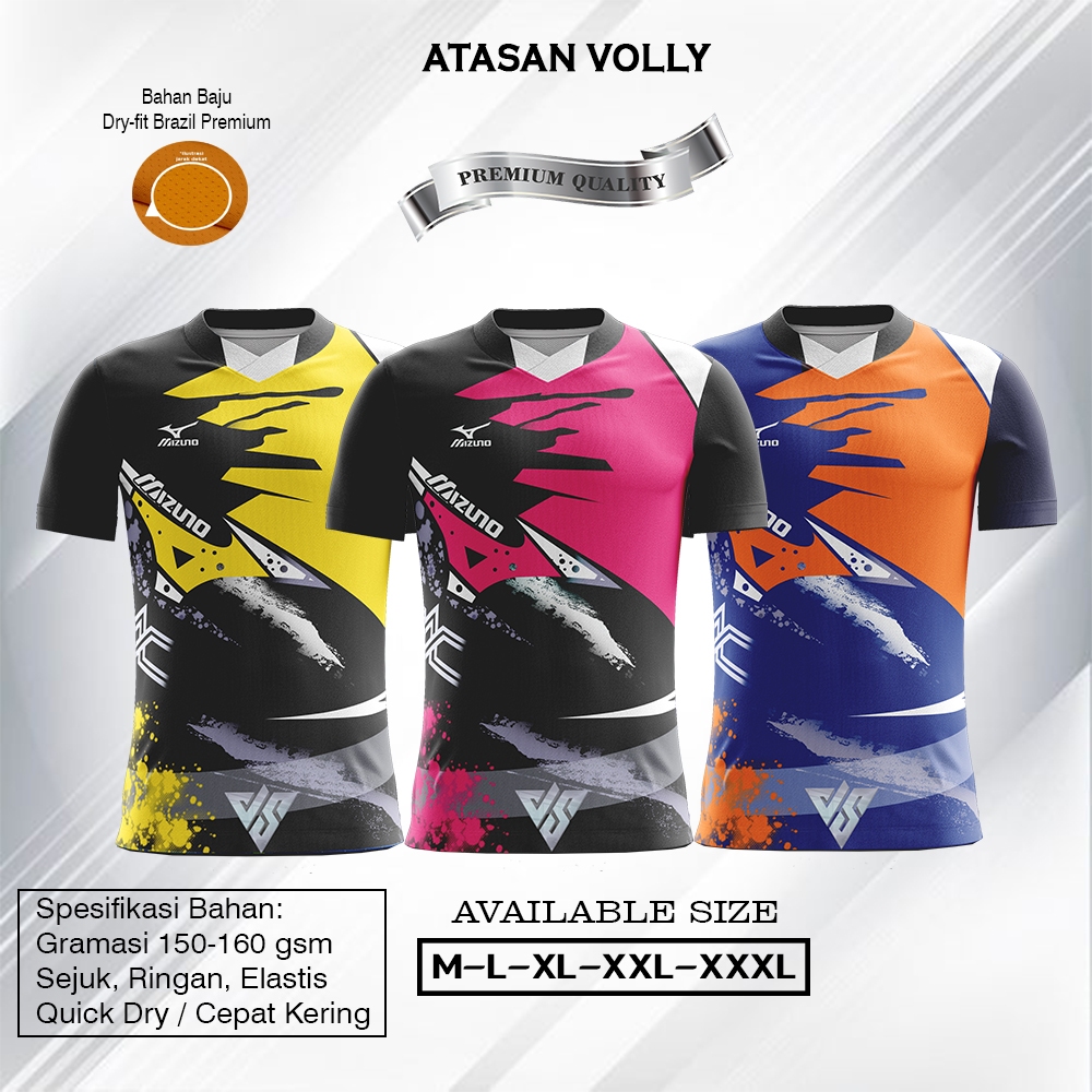 Baju Volly Pria Wanita Jersey Voli Putri Kaos Olahraga Atasan Voly Cewek Custom Printing Mizuno