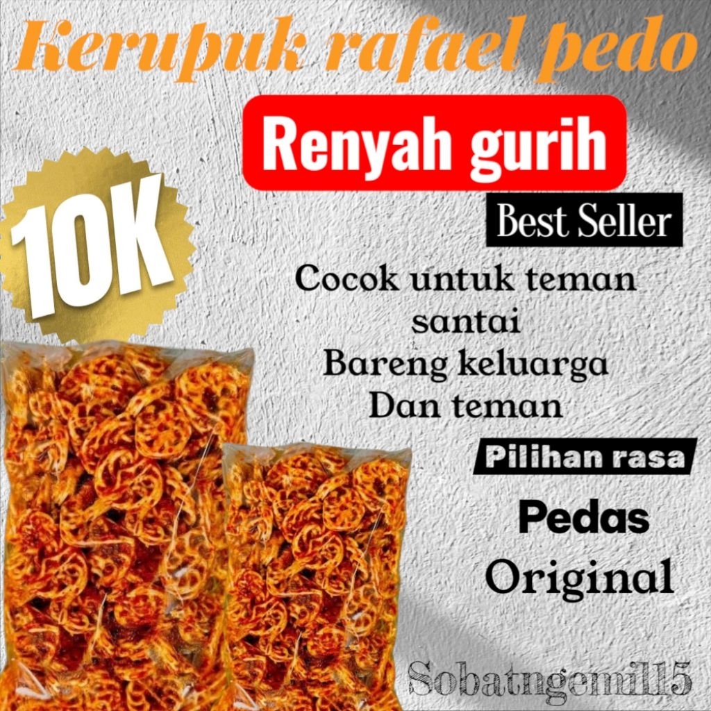 

Kerupuk Mawar Pedas Daun Jeruk 250grm/Kerupuk Rafael/Seblak Rafael/Cemilan Pedas/Seblak Kering