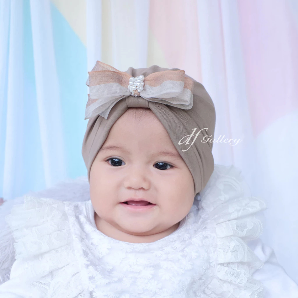 Turban Adiva Pita Sorban Bayi Motif Polos | Ciput Baby NewBorn |  Topi Anak Perempuan | Turban Sorba