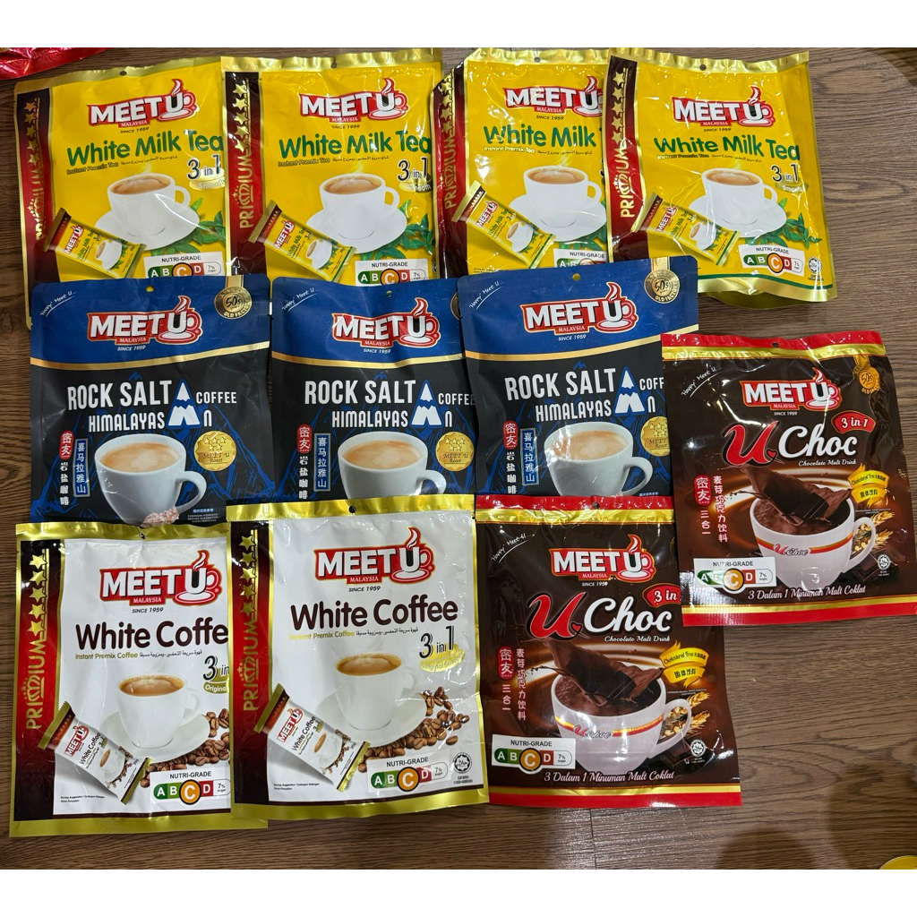 

Meet U Rock Salt Coffe / Meet U white milk Tea / Meet U chocolate Malt Drink Original Malaysia dan Singapore
