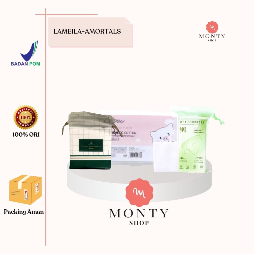 LAMEILA COTTON PAD 100% ORIGINAL Kapas Toner | Amortals Stretchable Cottom Kapas CSM Toner Tarik Sup