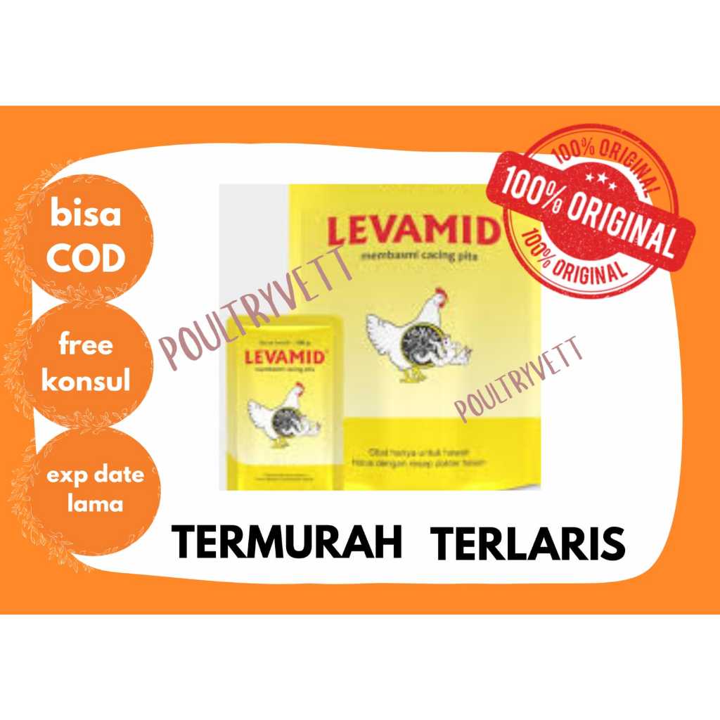 (OBAT CACING AYAM) LEVAMID 100gr COCOK MEMBASMI CACING PITA PADA AYAM