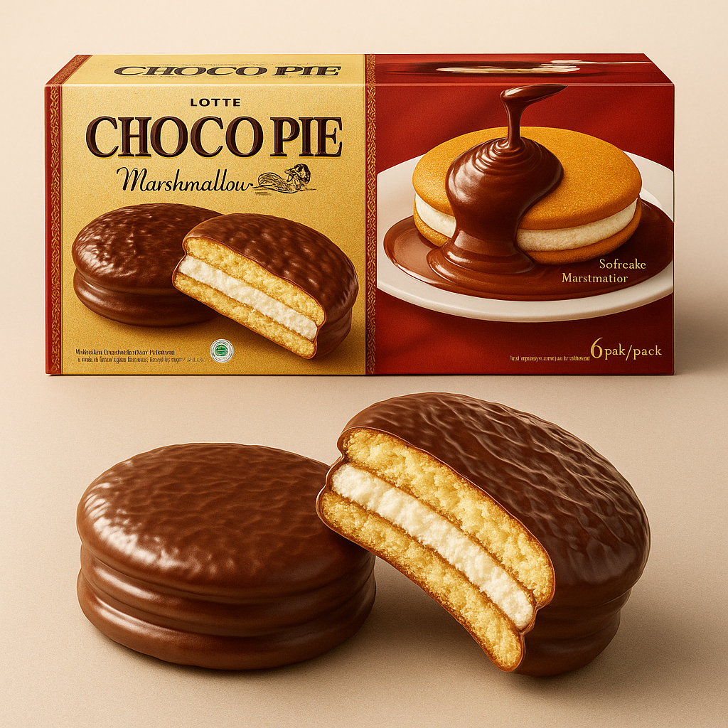 

Lotte Chocopie Marshmallow [BISA GROSIR] – Snack Bolu Coklat Korea Premium [HALAL]