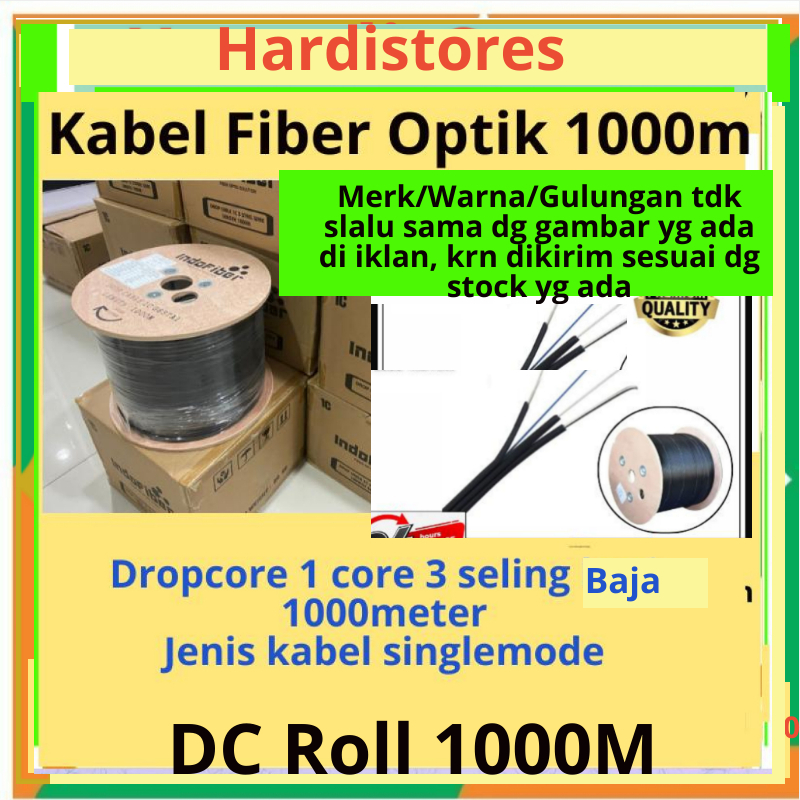 Kabel Fiber Optik 1000 meter 1 core 3 Sling  Husbel Dropcore Fiber Optic 1000m