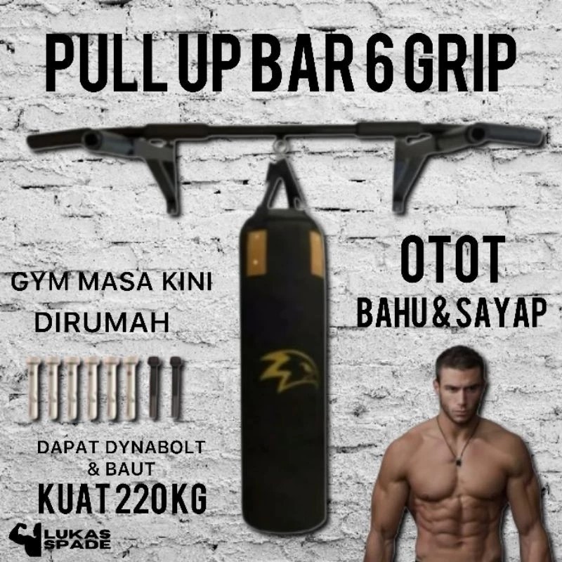 big sale alat pull up bar 6 grip fitness dinding rumah kuat 200 kg