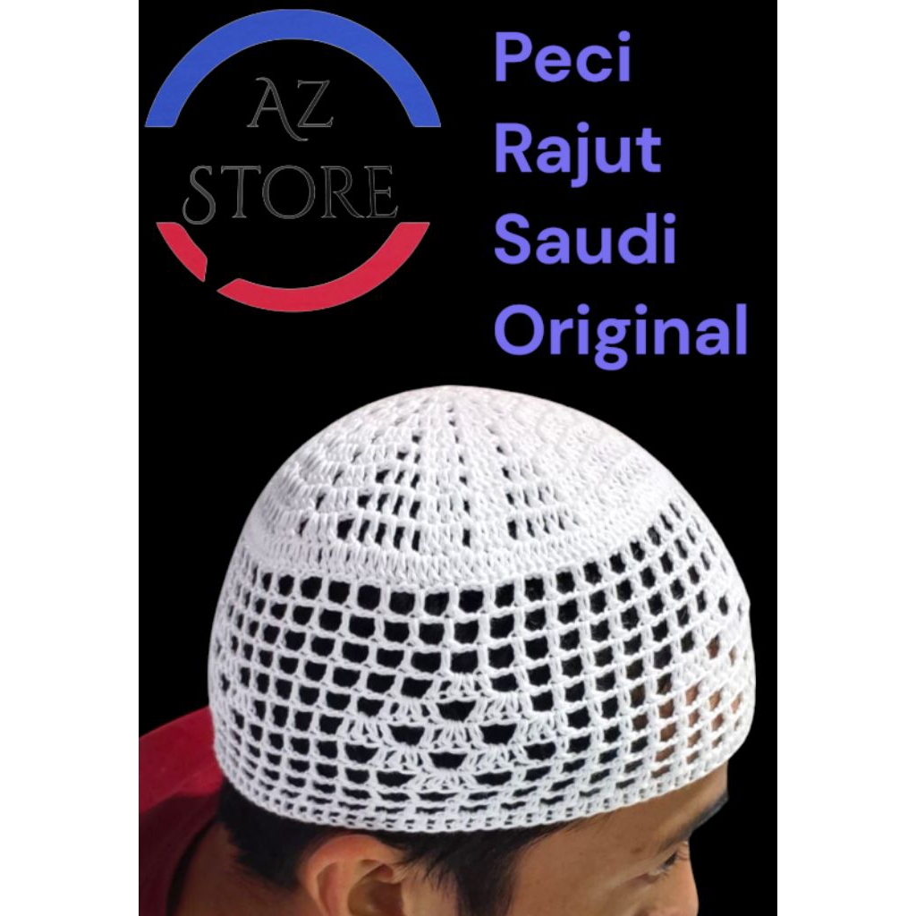 Peci Rajut Saudi Original) Peci Rajut Sulam Tangan