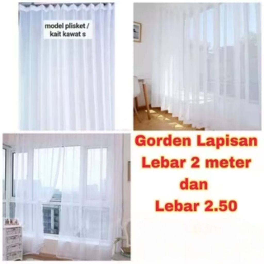 Dalaman gorden Hordeng jendela vitrase Gorden Tirai /model cantolan kawat ss / Lapisan gorden pintu 