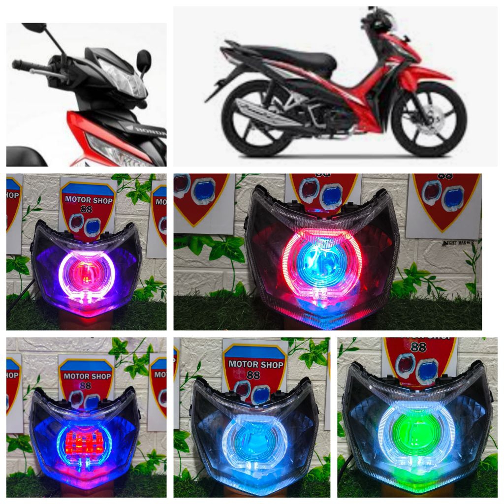 reflektor motor Supra x125FI injeksi custom lampu bilet ukuran 4,5inc superterang