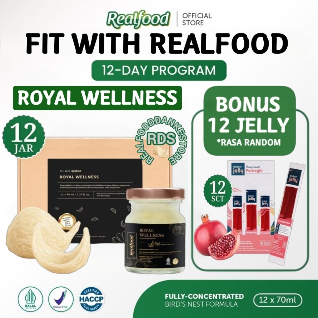 

Realfood Royal Wellness 6 Botol & 12 Botol Bonus Jelly ( Minuman Sarang Burung Walet ) RDS