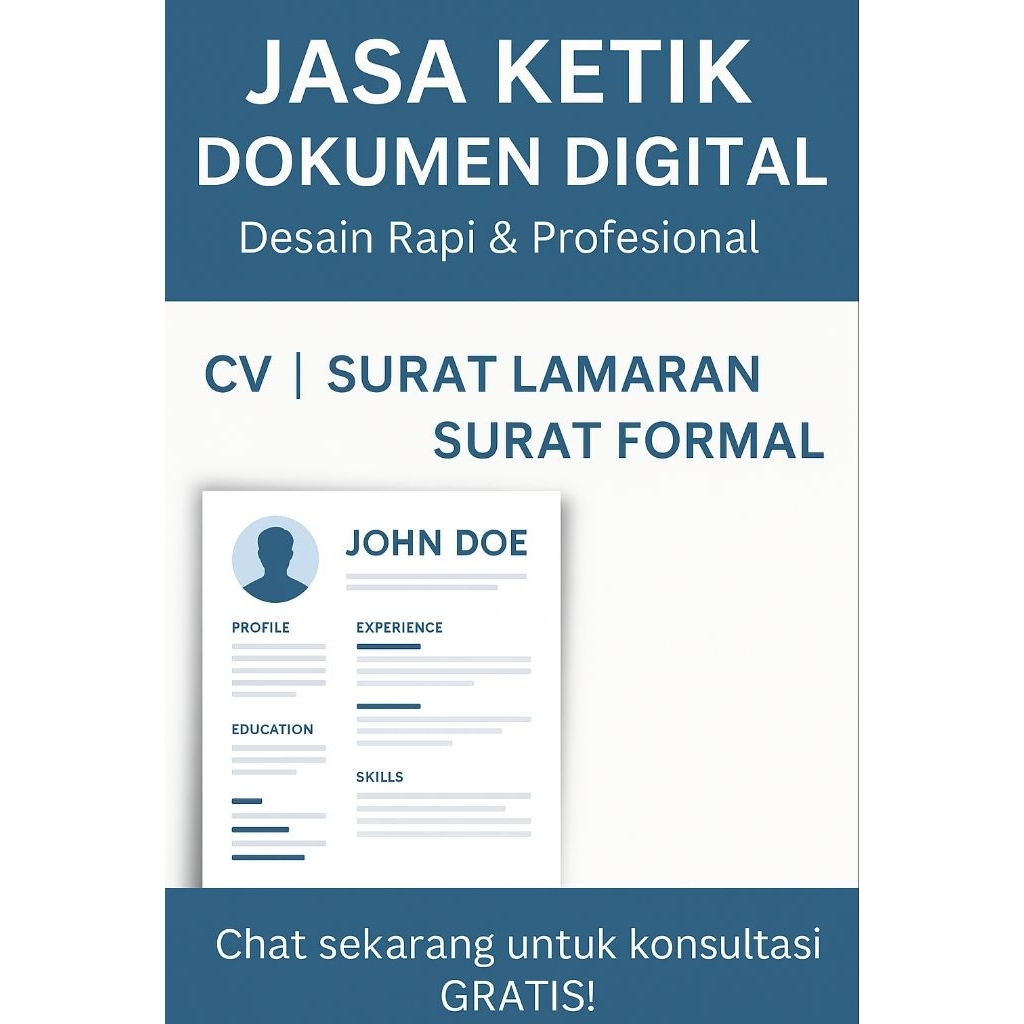 ✅ Jasa Buat CV ATS & Surat Lamaran Kerja | Indo & English | Kilat✅ Jasa Ketik Dokumen: CV ATS, Lamar