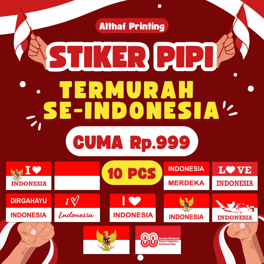 

[10pcs] HANYA Rp 999,- READY STOK STIKER PIPI BENDERA INDONESIA ANAK DAN DEWASA / TEMPELAN STIKER PIPI MERAH PUTIH 17 AGUSTUS TERMURAH
