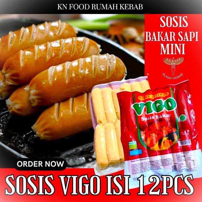 

Vigo Sosis Bakar Mini isi 12buah Panjang 9cm-Sosis Vigo Goreng Jumbo pj 9cm berat 500gram