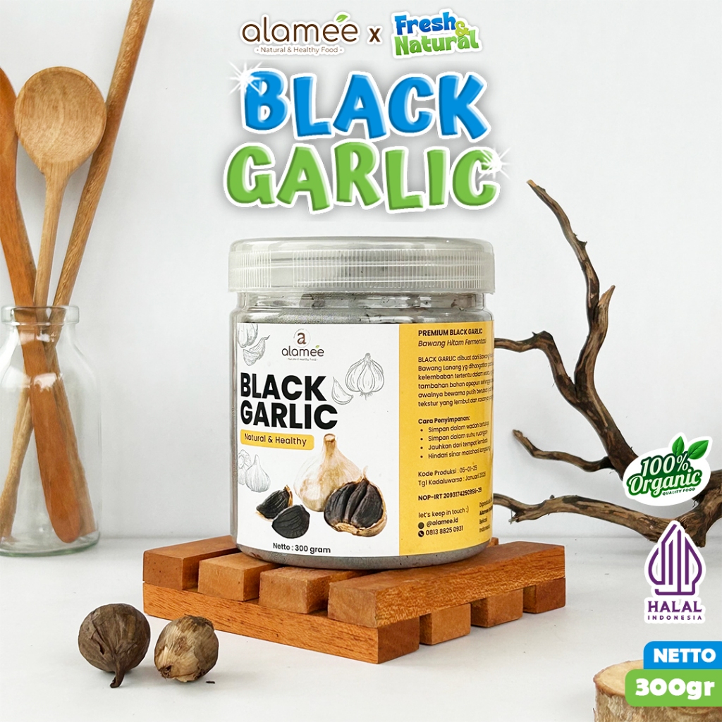 

Black Garlic Garlik Bawang Hitam Tunggal Kating Herbal Premium Lanang Alami Natural 300 gram fresh and natural