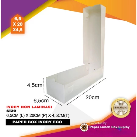 

Paper Box Putih Duplex Non Laminasi Dus Ukuran 6,5Cmx20Cmx4,5Cm Kardus Makanan
