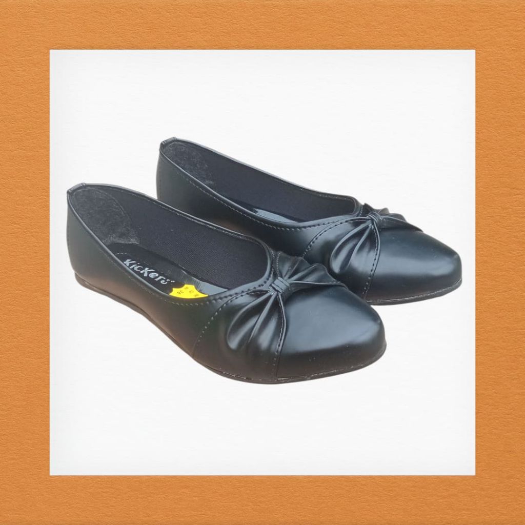 SEPATU BALET FLAT SHOES HITAM SLOP WANITA