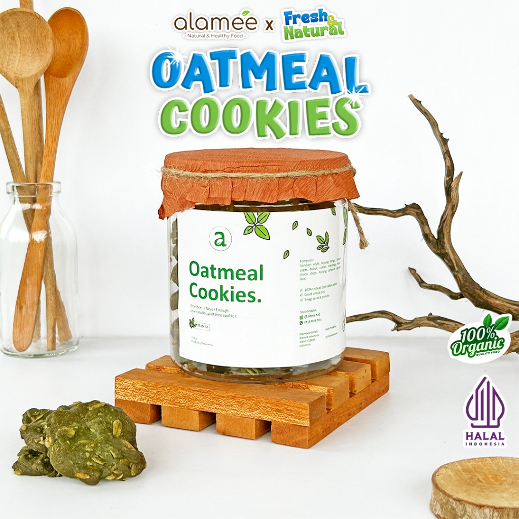 

ALAMEE Oatmeal Diet Cookies - Cemilan Matcha Snack Kue Kukis Sehat Healthy Snack Oat 225gr fresh and natural
