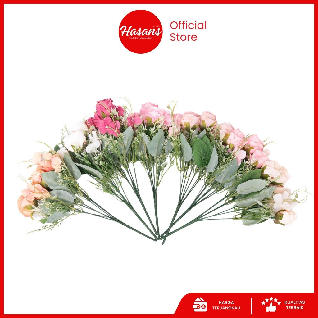 Bunga Mawar Latex Premium / Bunga Mawar Artificial / Bunga Mawar Palsu Plastik / Bunga Mawar Mix Vin