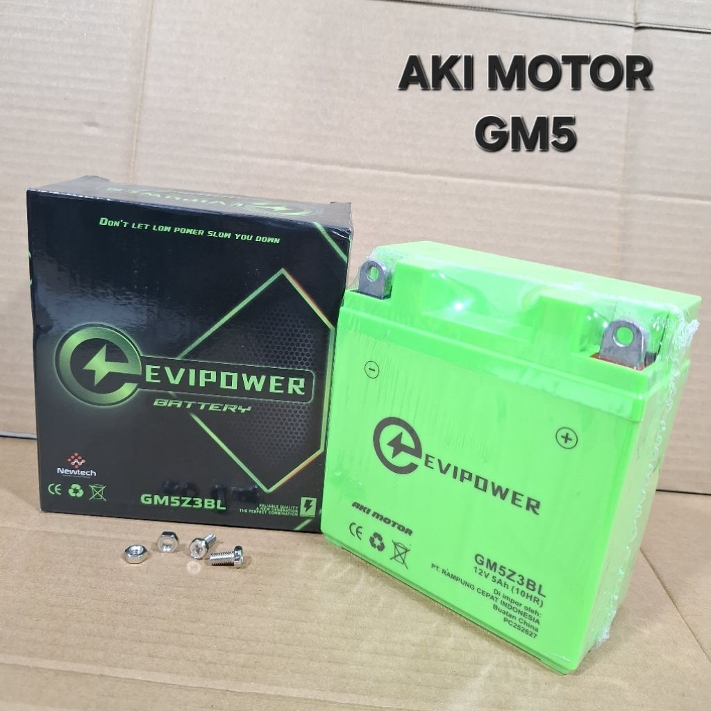 EVI POWER ACCU AKI FULL KERING AKI MOTOR GM5 GM5Z3BL EVI POWER