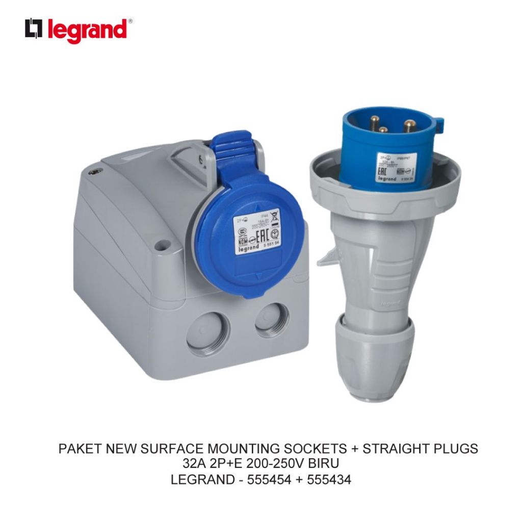 1SET SURFACE MOUNTING LEGRAND 3PIN 63A IP67 LEGRAND 555554 + 555524