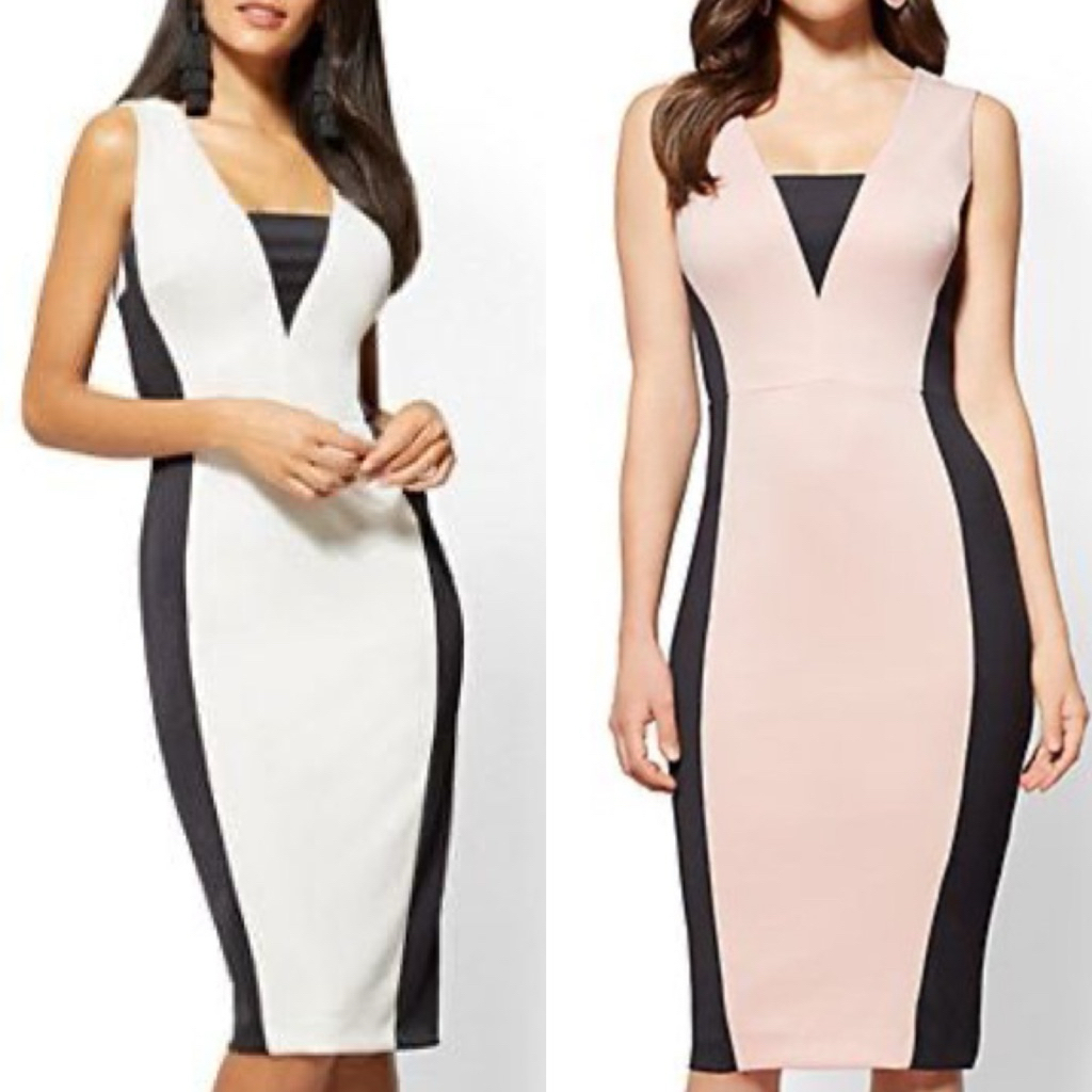 DRESS WANITA V NECK TANPA LENGAN COLORBLOCK D108