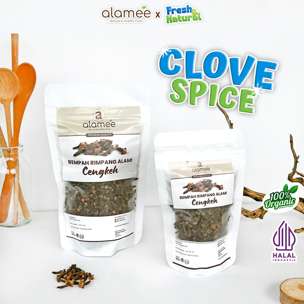 

ALAMEE Cengkeh Rempah Kering Organik Cloves Rimpang Organik Alami Bumbu Seasoning Masakan Masak 100g fresh and natural