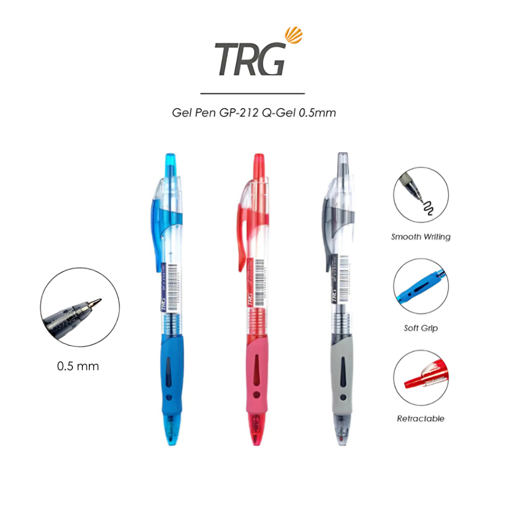 

TRG Q Gel Pen GP-212 0.5mm - Pulpen Bolpen Pena Gel Hitam Biru Merah 0,5 mm TRG