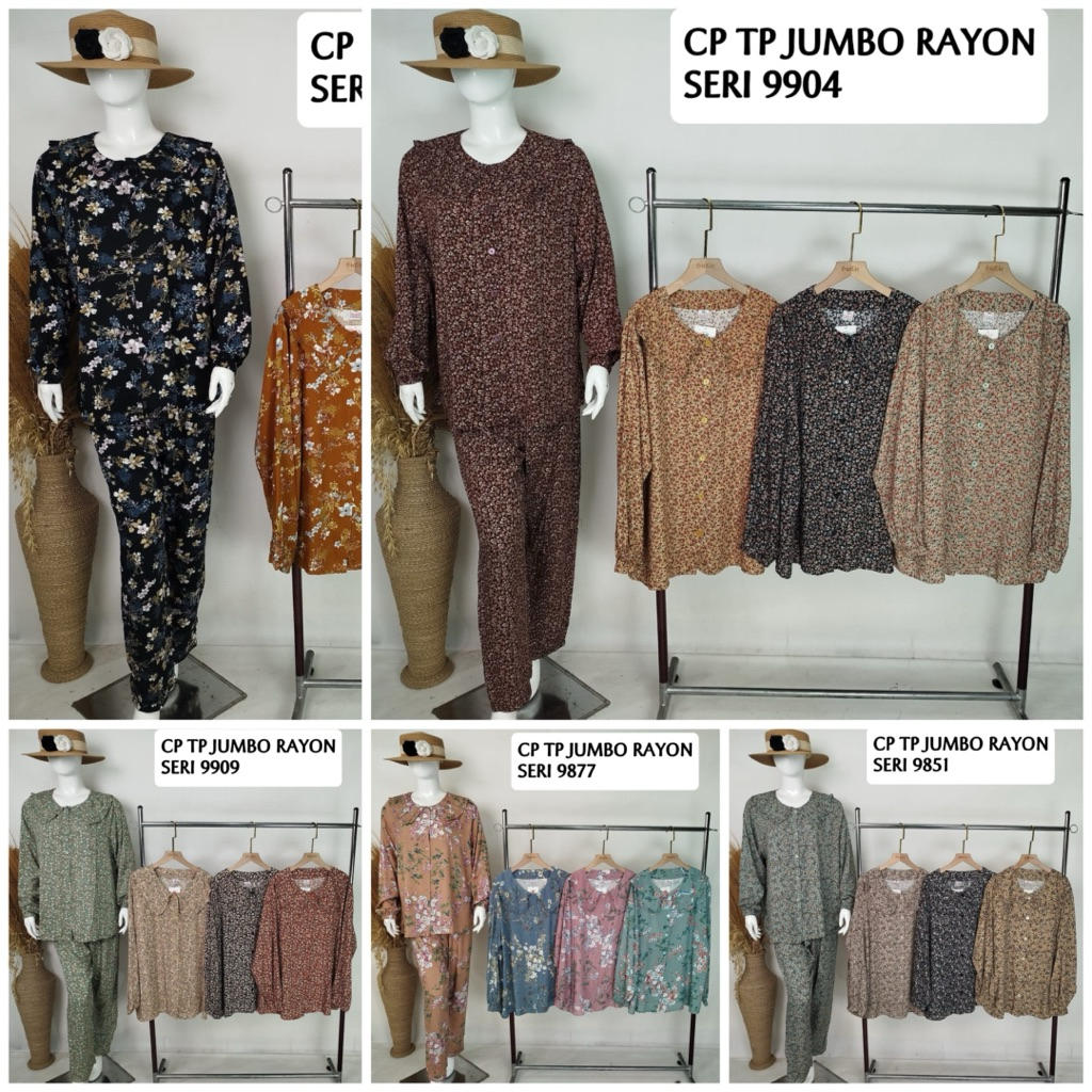 (101945) SIE LIE PP JUMBO XXL Lengan panjang/setelan rayon lengan panjang/baju tidur lengan panjang 