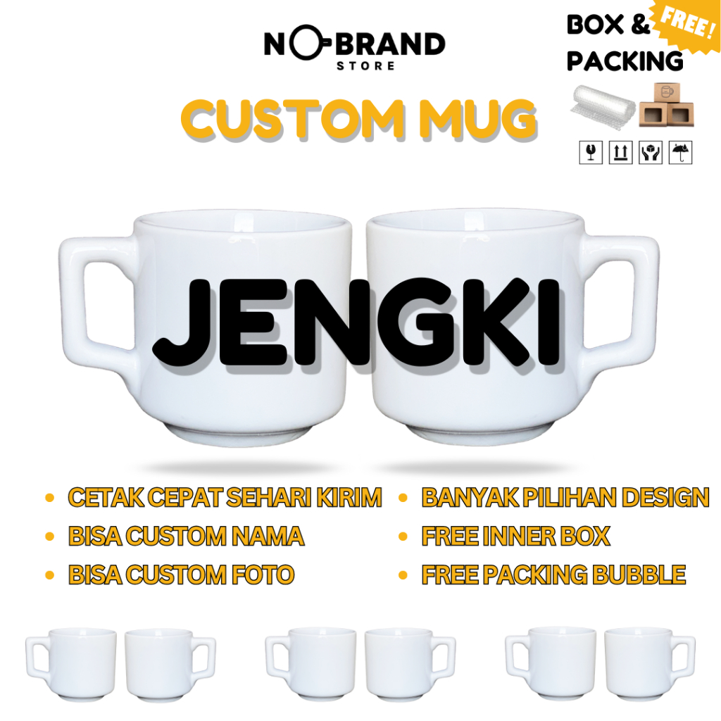 CUSTOM MUG SATUAN MUG JENGKI SOUVENIR GELAS MUG CETAK GAMBAR MUG CUSTOM