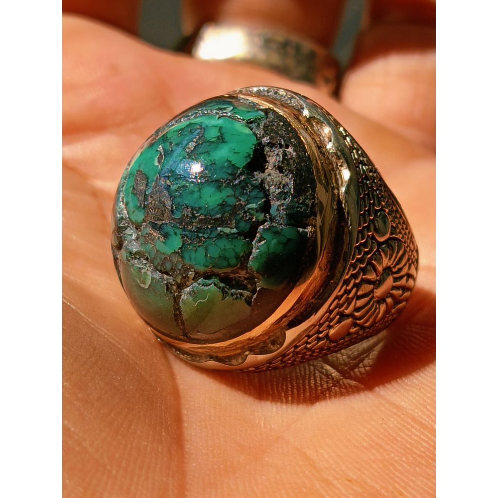 Batu Pirus Persia Hijau Lawas Tua Sakral Full Daging