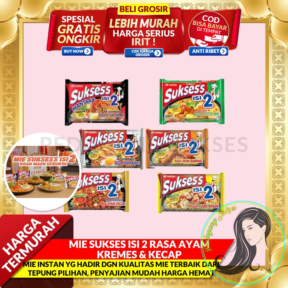 

Mie Sukses Isi 2 Rasa Ayam Kremes & Kecap Kuah dan Mie Goreng Mi Instant Isi 2