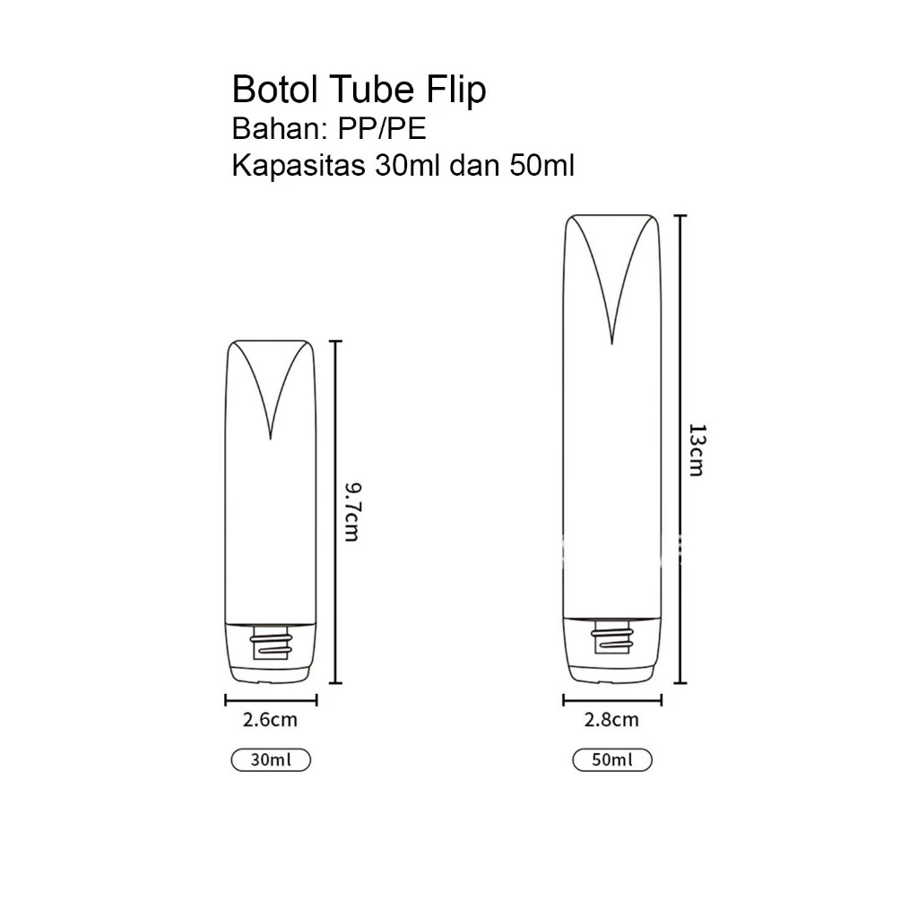 MMB - Botol Tube Flip transparan 30ml 50ml Botol Tube Travel Mini