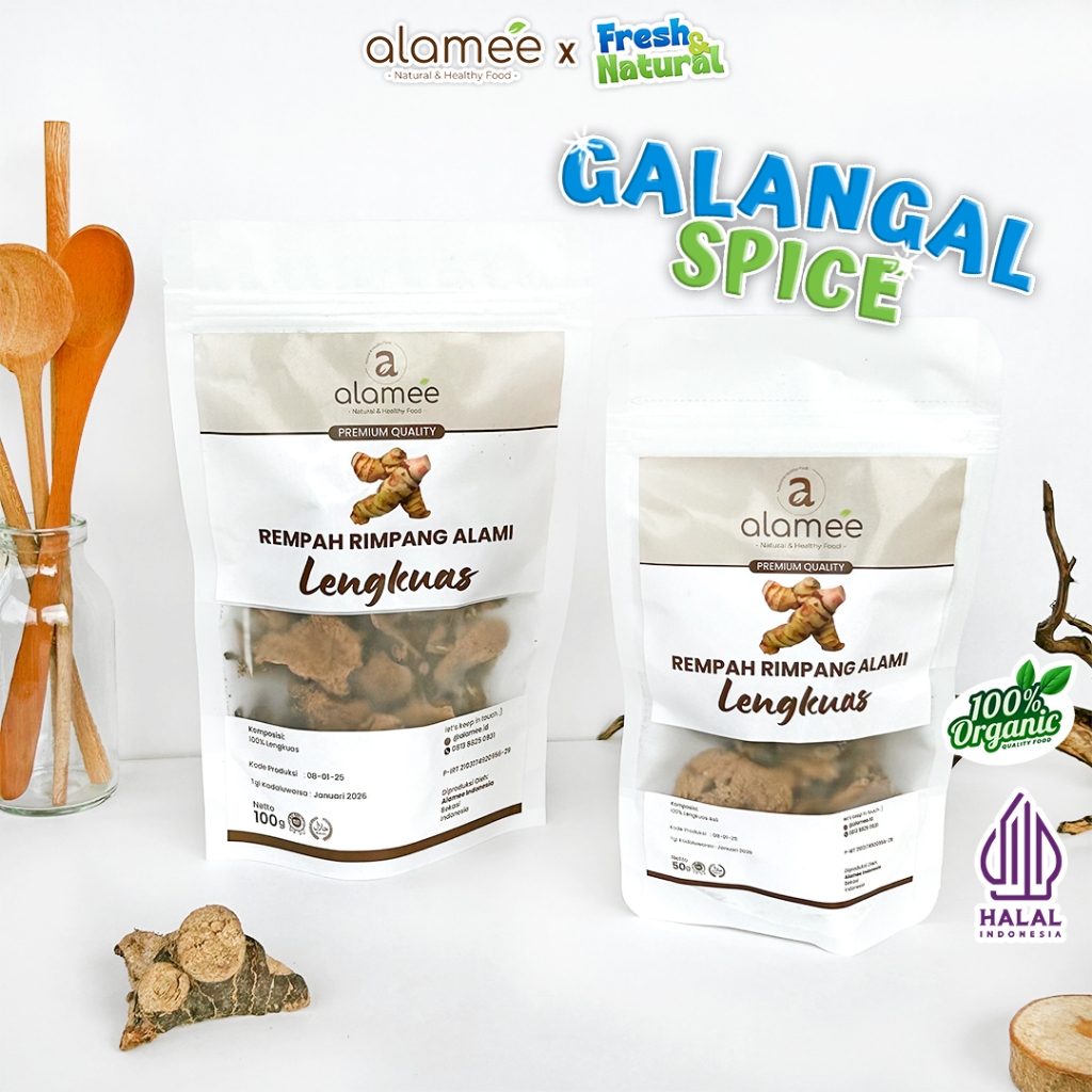 

ALAMEE Lengkuas Kering Dried Galangal Iris Rempah Organik Alami Bumbu Seasoning Masakan Masak 100gr fresh and natural