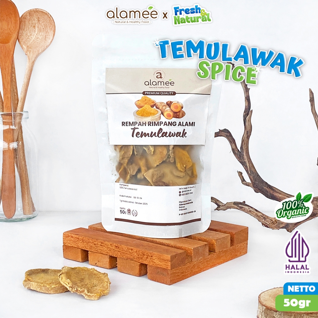 

ALAMEE Temulawak Kering Dried Curcuma Iris Rempah Organik Temu Lawak Bumbu Masakan Seasoning 50gr fresh and natural