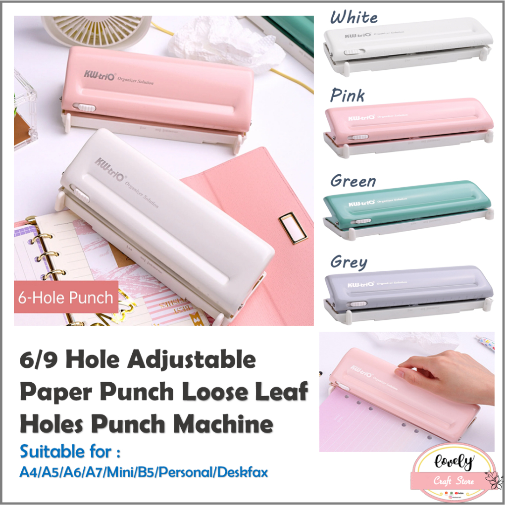 

LovelyCraftStore | Adjustable Puncher 6/9holes, Paper Punch for A4/A5/A6/A7/Mini/B5/Personal/Deskfax, Paper Puncher Machine for Planner DIY Loose-leaf