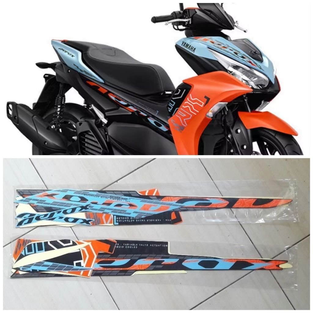 Striker Striping Lis Body Motor Aerox 155 New 2024 Warna Biru Oren