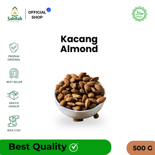 

Kacang Almond Panggang 1 Kg Premium | Cemilan Sehat & Lezat | Kaya Nutrisi