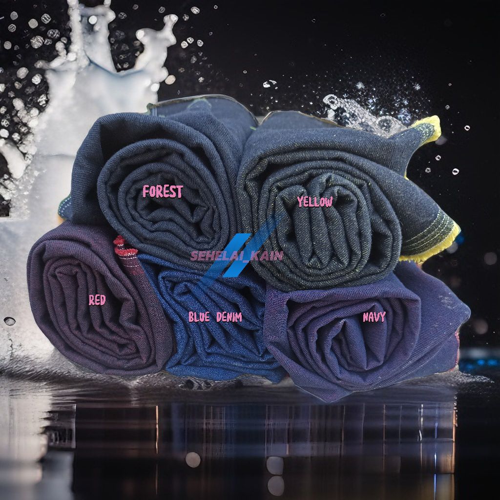 SEHELAI_KAIN DENIM TWOTONE JEANS KAIN DENIM 5 WARNA TEBAL NON STRETCH JEANS WASH