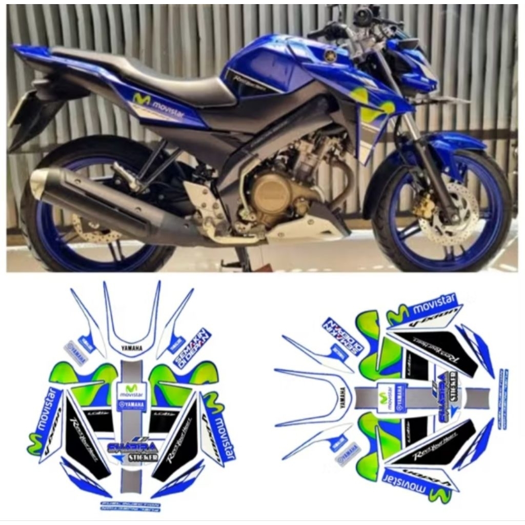 STIKER STRIPING LIS BODY YAMAHA VIXION MOVISTAR ORI 2016-2017 FUL SET BODY MOTOR
