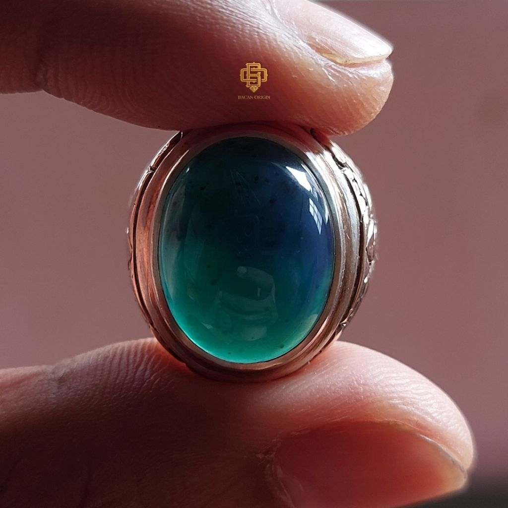 batu bacan doko natural ring perak tebal