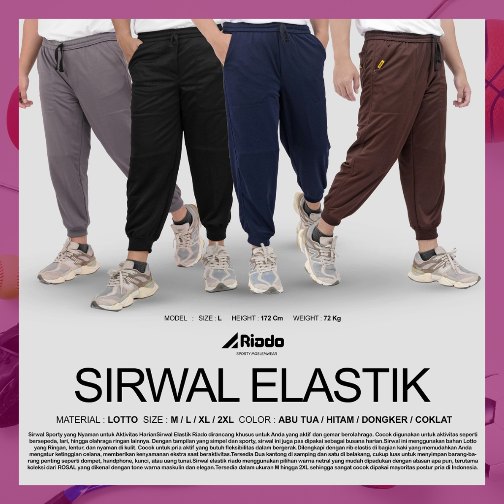 Sirwal Sporty Pria M-2XL – Celana Sirwal Elastis Bahan Lotto Adem, Cocok untuk Olahraga & Harian