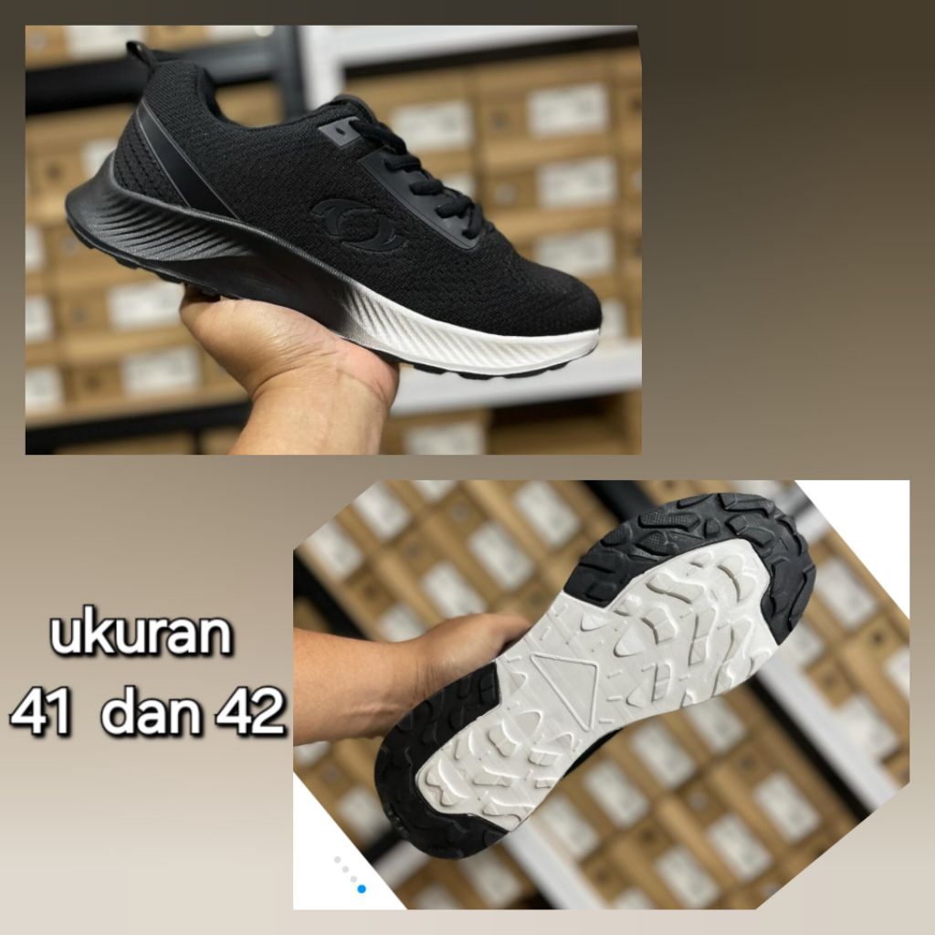 sepatu sport astec original hitam polos