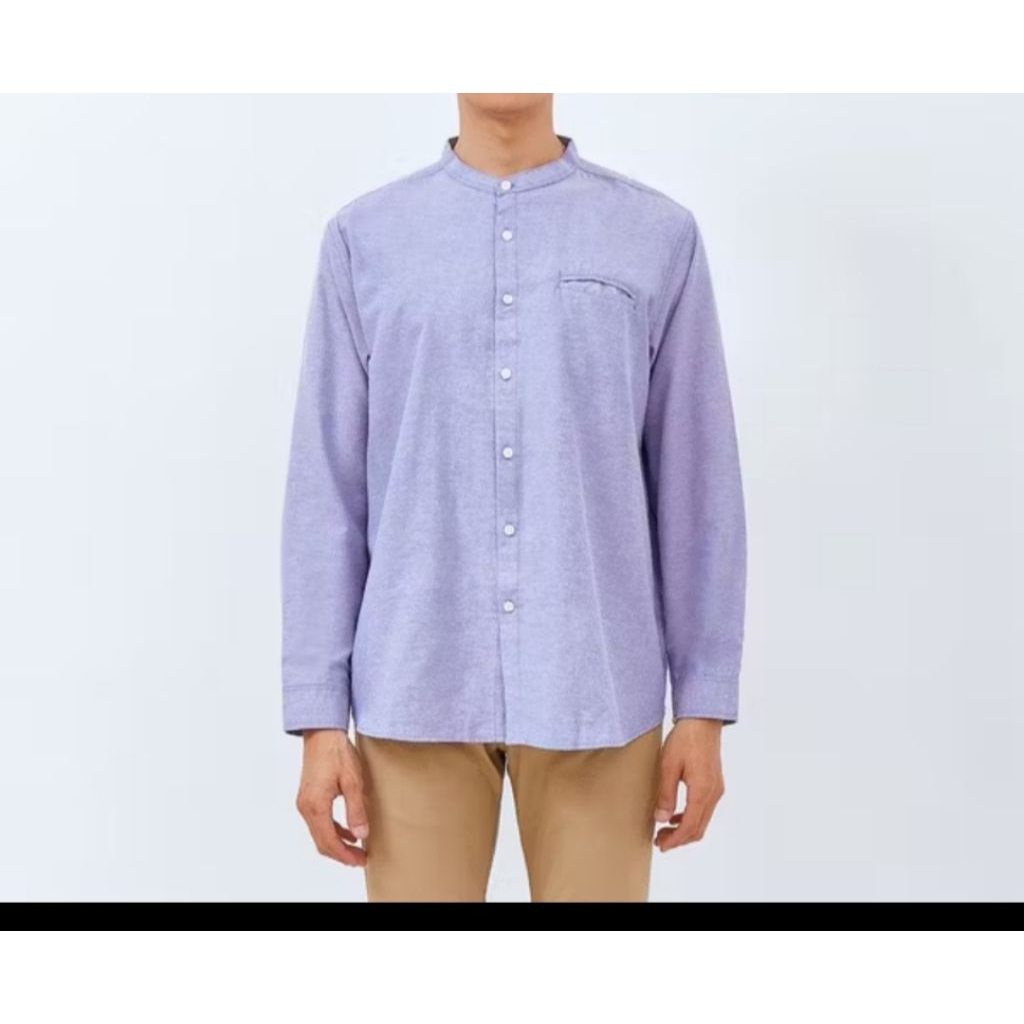 Baju koko polos kerah shanghai warna biru muda by M321