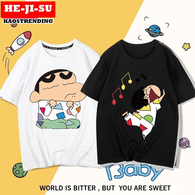 HEJISU Kaos Sinchan Baju Piyama Kaos Unisex Tshirt Sinchan Full Cotton Premium