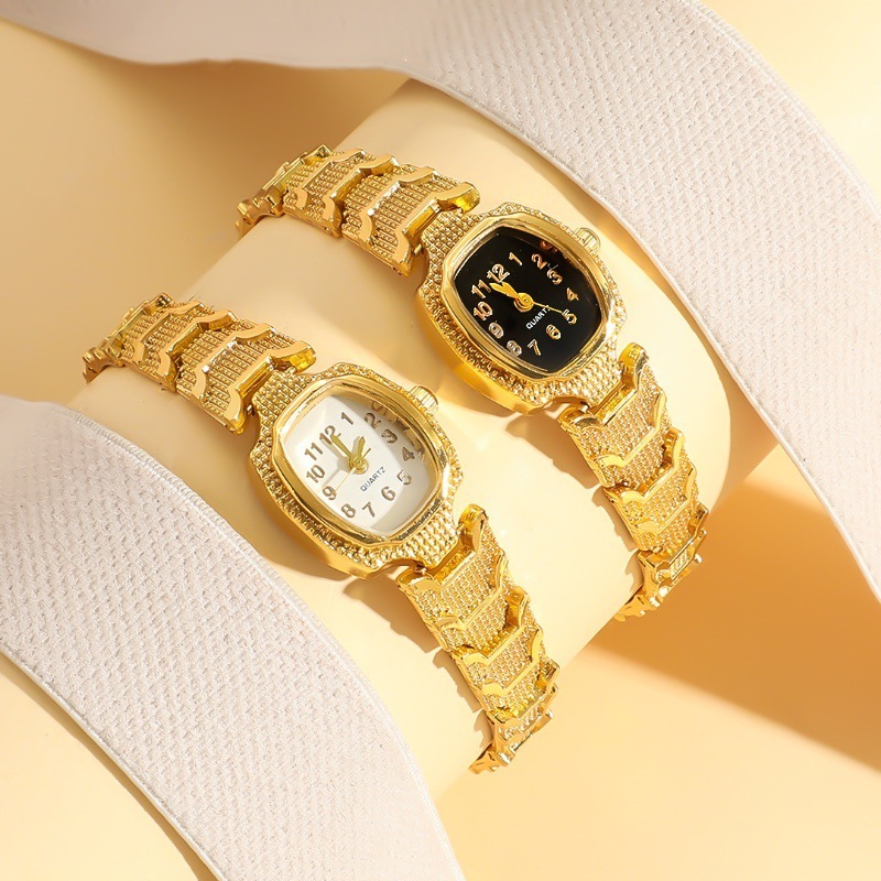 Jam Tangan Wanita Original Lapisan Emas Dial Kotak Mini Logam Anti Air Jam Tangan Anak Perempuan Jam