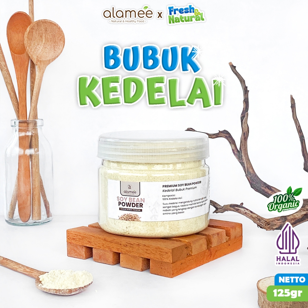 

ALAMEE Soy Milk Bean Powder PREMIUM Bubuk Susu Kacang Kedelai Murni Tinggi Protein Tanpa Gula 125gr fresh and natural